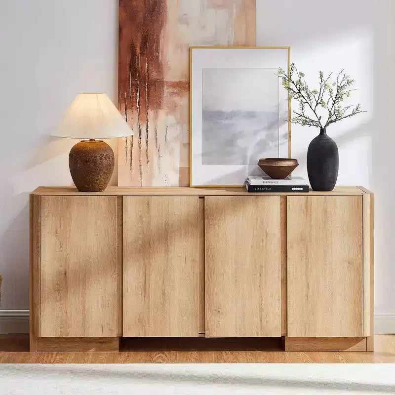 66" Sideboard Buffet Cabinet with 4 Doors and Adjustable Shelves for Kitchen, Dining Room, Living Room