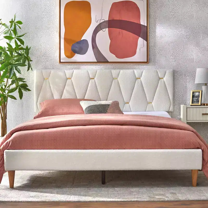 Boucle Queen Platform Bed