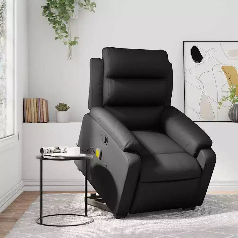 Stand Up Massage Recliner Chair, Black Faux Leather with Power Lift Mechanism