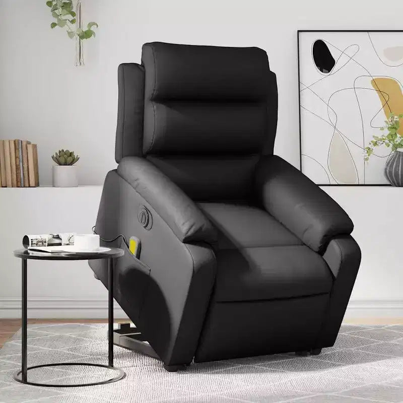 Stand Up Massage Recliner Chair, Black Faux Leather with Power Lift Mechanism