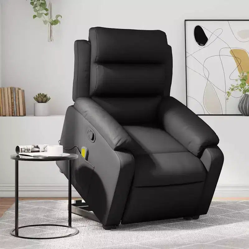 Stand Up Massage Recliner Chair, Black Faux Leather with Power Lift Mechanism