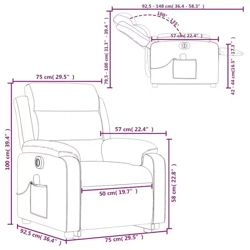 Stand Up Massage Recliner Chair, Black Faux Leather with Power Lift Mechanism
