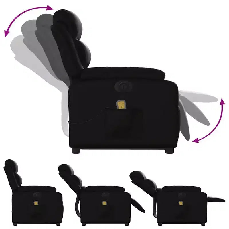 Stand Up Massage Recliner Chair, Black Faux Leather with Power Lift Mechanism
