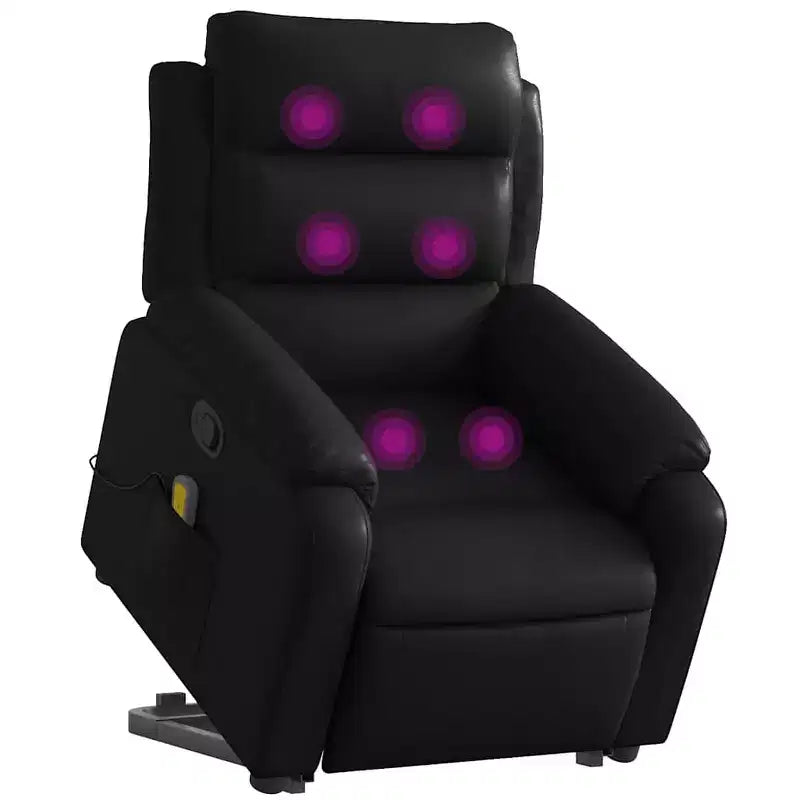 Stand Up Massage Recliner Chair, Black Faux Leather with Power Lift Mechanism