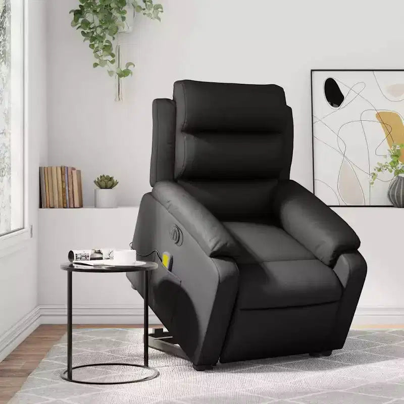 Stand Up Massage Recliner Chair, Black Faux Leather with Power Lift Mechanism