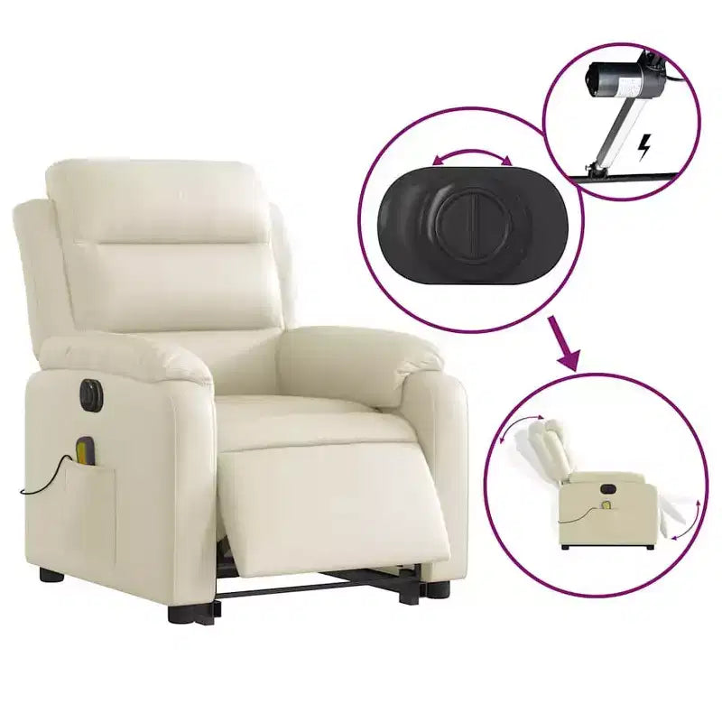 Stand Up Massage Recliner Chair, Black Faux Leather with Power Lift Mechanism