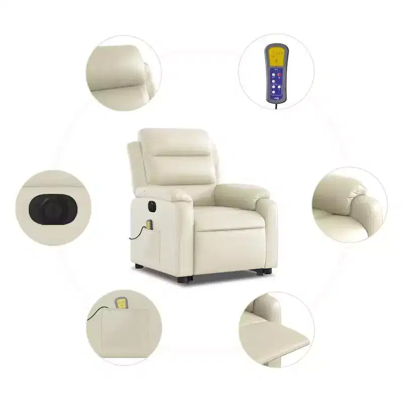 Stand Up Massage Recliner Chair, Black Faux Leather with Power Lift Mechanism