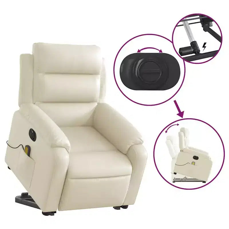 Stand Up Massage Recliner Chair, Black Faux Leather with Power Lift Mechanism