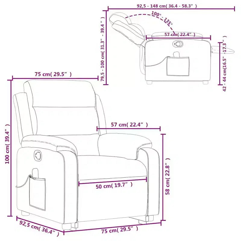 Stand Up Massage Recliner Chair, Black Faux Leather with Power Lift Mechanism