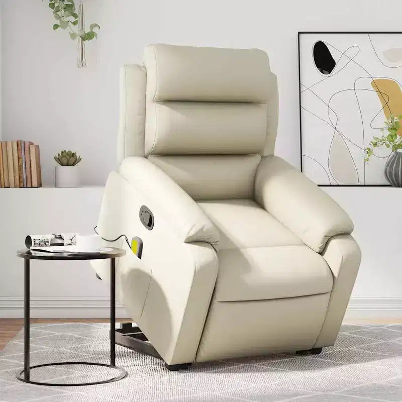 Stand Up Massage Recliner Chair, Black Faux Leather with Power Lift Mechanism