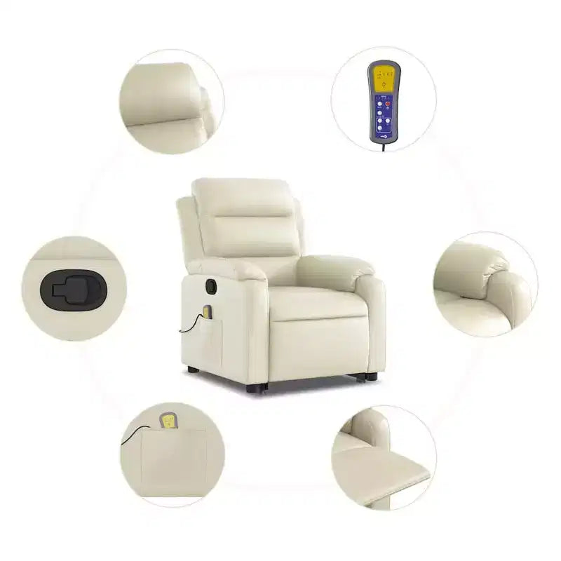 Stand Up Massage Recliner Chair, Black Faux Leather with Power Lift Mechanism