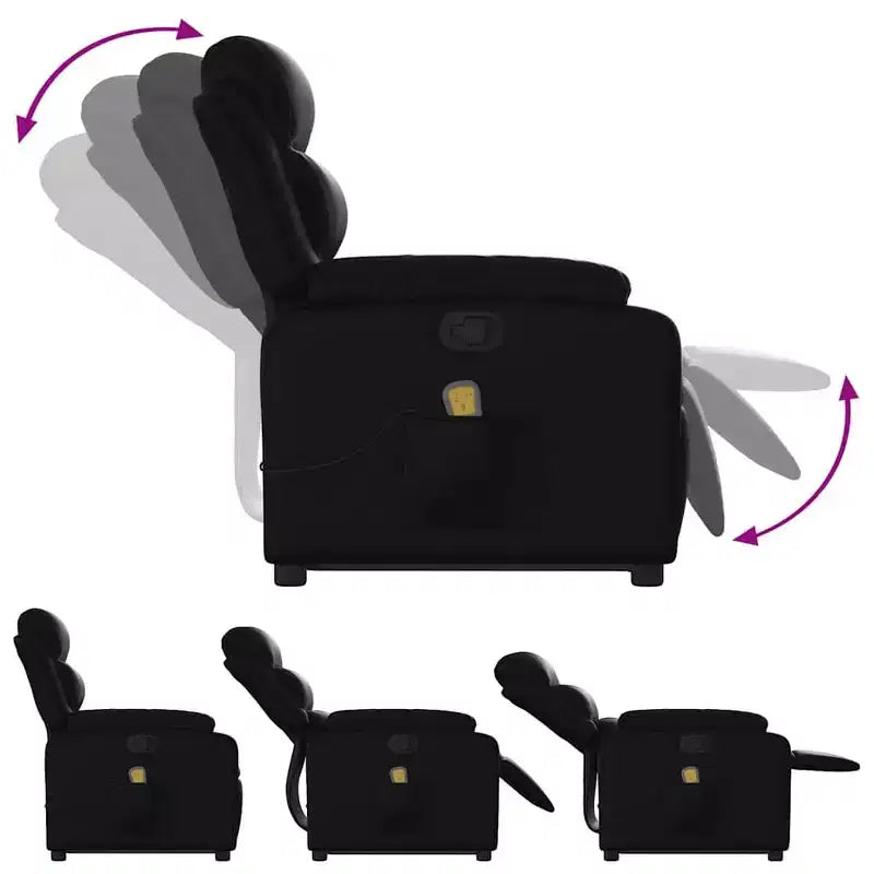 Stand Up Massage Recliner Chair, Black Faux Leather with Power Lift Mechanism