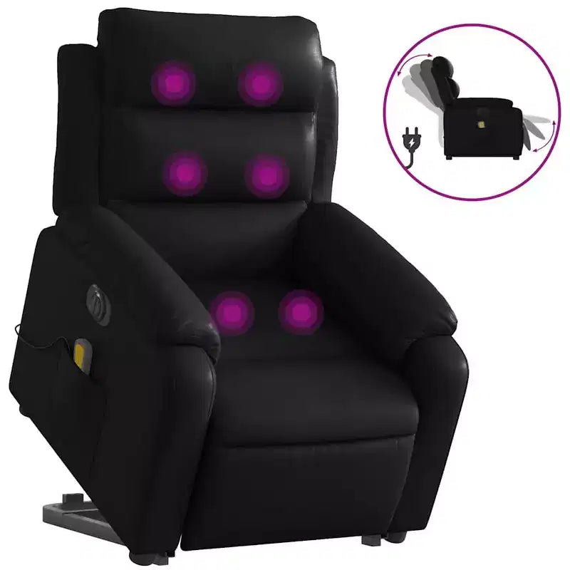 Stand Up Massage Recliner Chair, Black Faux Leather with Power Lift Mechanism