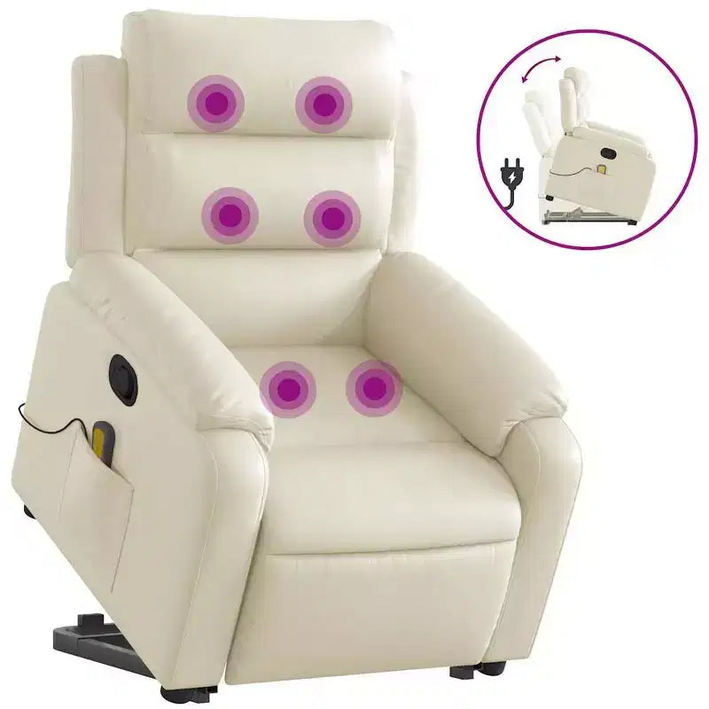 Stand Up Massage Recliner Chair, Black Faux Leather with Power Lift Mechanism