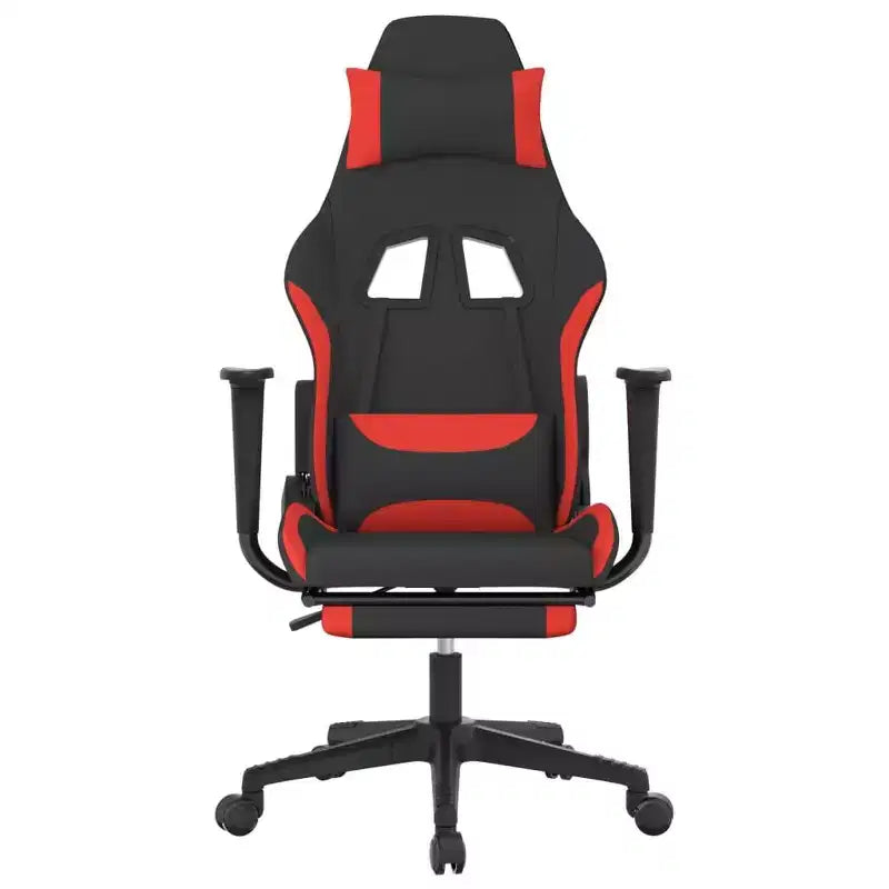 Gaming Chair, Black and Cream, Polyester with Memory Foam Cushion and Footrest