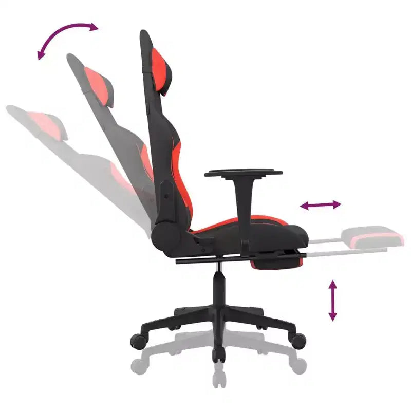 Gaming Chair, Black and Cream, Polyester with Memory Foam Cushion and Footrest