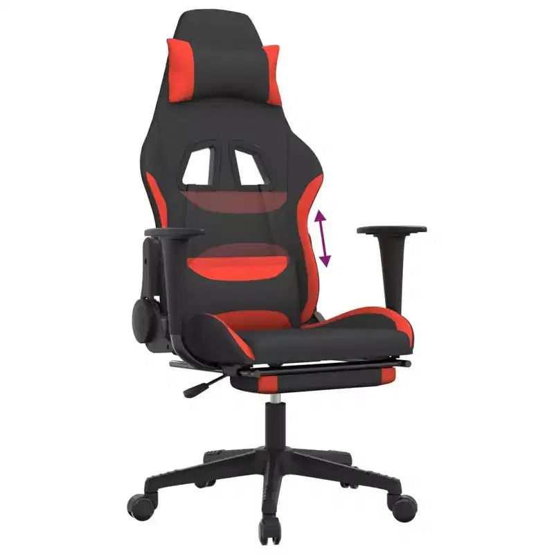 Gaming Chair, Black and Cream, Polyester with Memory Foam Cushion and Footrest