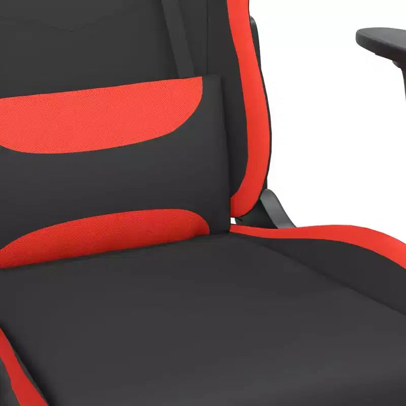 Gaming Chair, Black and Cream, Polyester with Memory Foam Cushion and Footrest