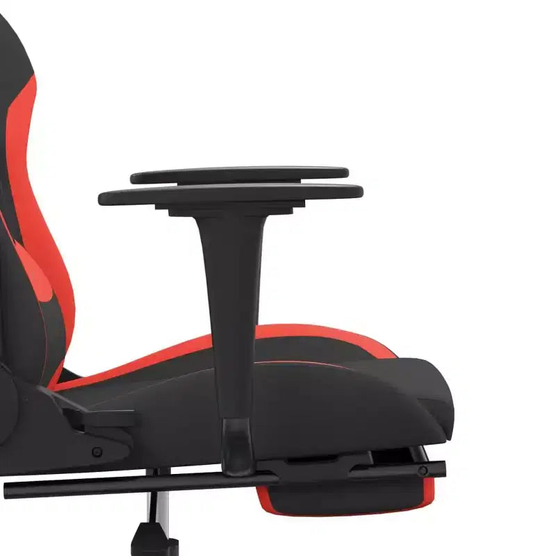 Gaming Chair, Black and Cream, Polyester with Memory Foam Cushion and Footrest