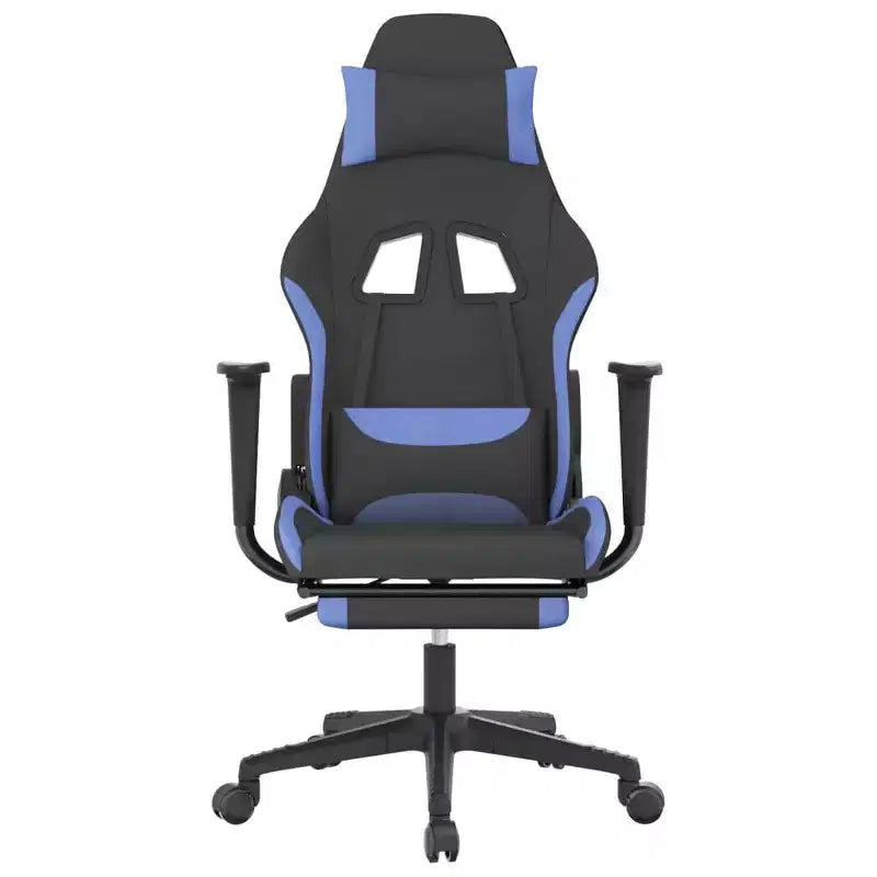 Gaming Chair, Black and Cream, Polyester with Memory Foam Cushion and Footrest