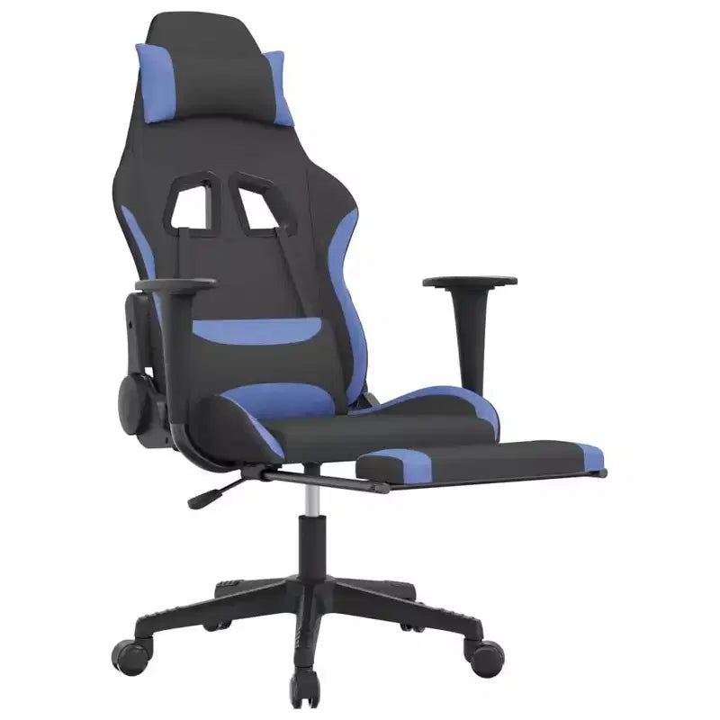 Gaming Chair, Black and Cream, Polyester with Memory Foam Cushion and Footrest