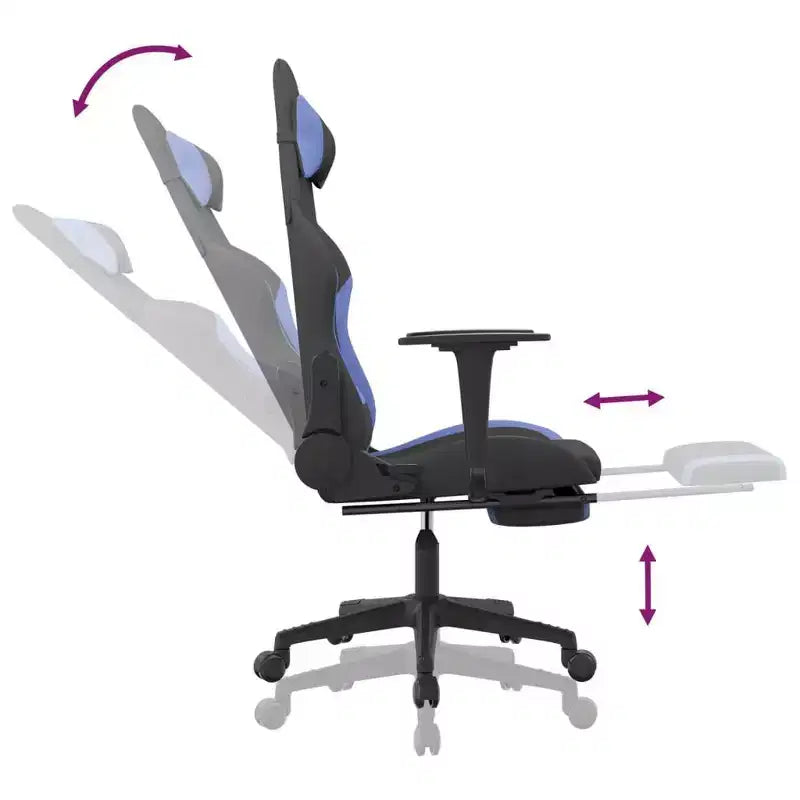 Gaming Chair, Black and Cream, Polyester with Memory Foam Cushion and Footrest