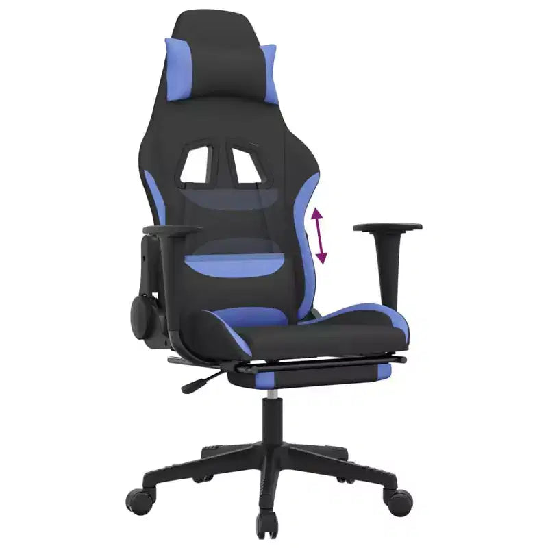 Gaming Chair, Black and Cream, Polyester with Memory Foam Cushion and Footrest