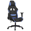 Gaming Chair, Black and Cream, Polyester with Memory Foam Cushion and Footrest