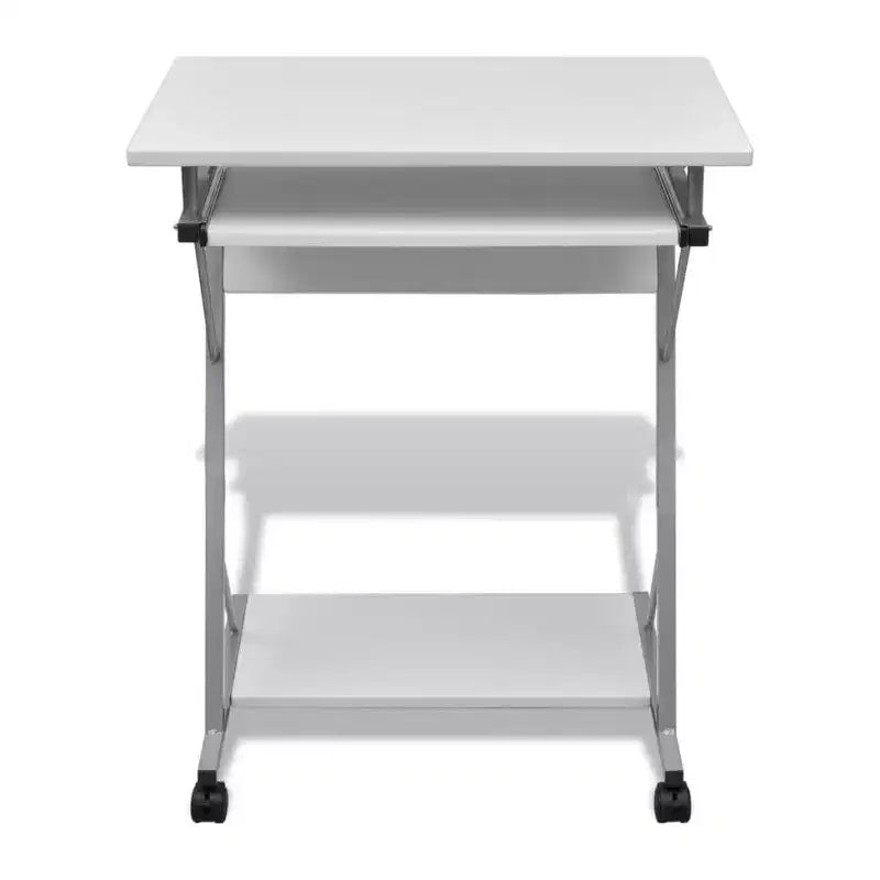 Compact Computer Desk, Brown Particle Board with Sliding Components