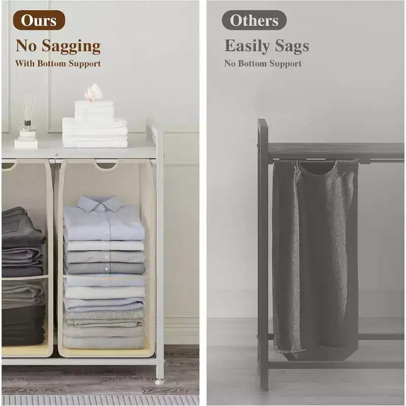 Multi-Section Laundry Hamper with Top Storage Shelf, Waterproof Bags & Easy Assembly for Laundry Room, Bathroom