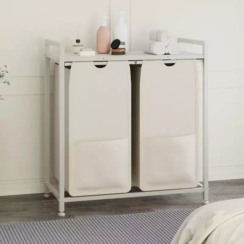 Multi-Section Laundry Hamper with Top Storage Shelf, Waterproof Bags & Easy Assembly for Laundry Room, Bathroom