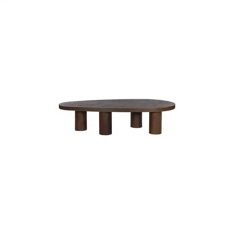 Solid Oak Wood Coffee Table - Brown