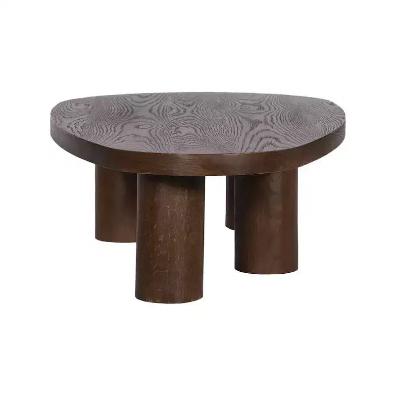 Solid Oak Wood Coffee Table - Brown