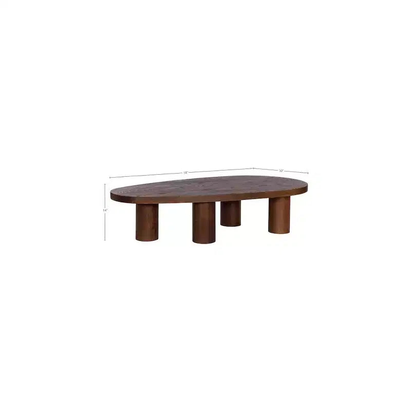 Solid Oak Wood Coffee Table - Brown