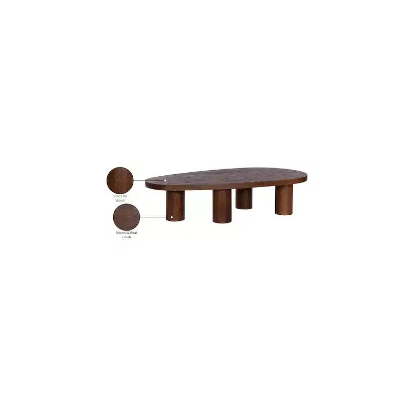 Solid Oak Wood Coffee Table - Brown