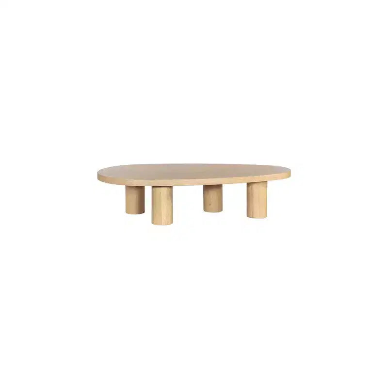 Solid Oak Wood Coffee Table - Brown