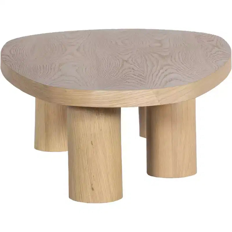 Solid Oak Wood Coffee Table - Brown
