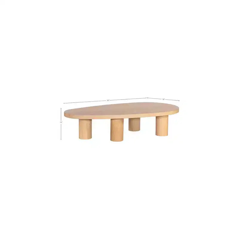 Solid Oak Wood Coffee Table - Brown