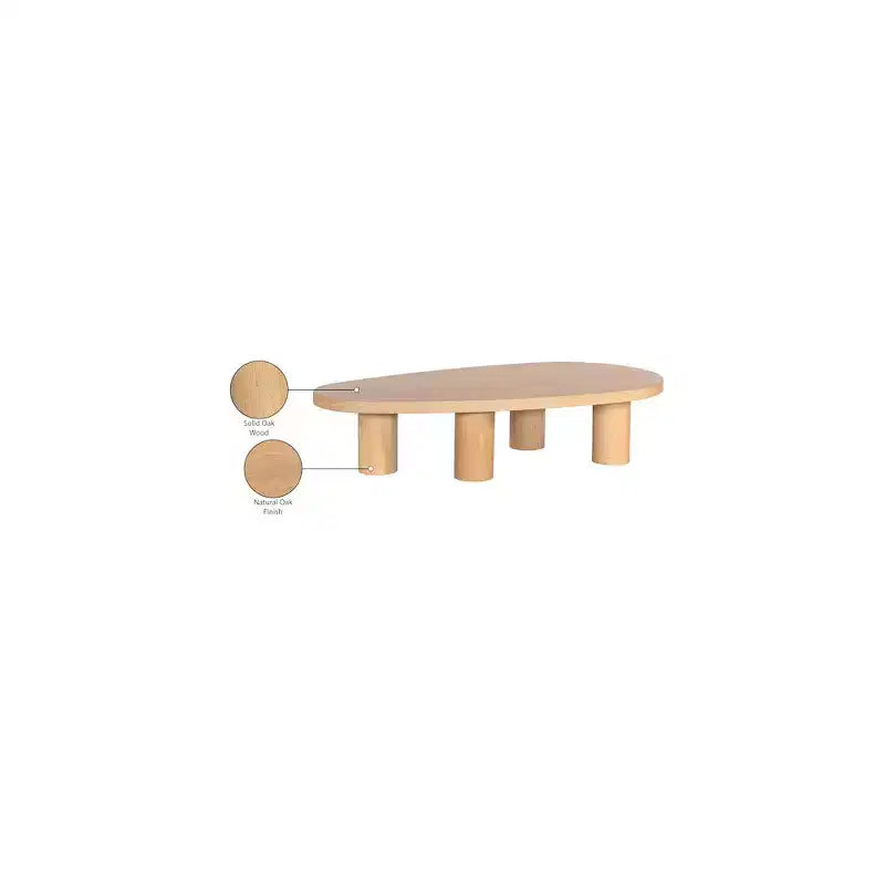 Solid Oak Wood Coffee Table - Brown