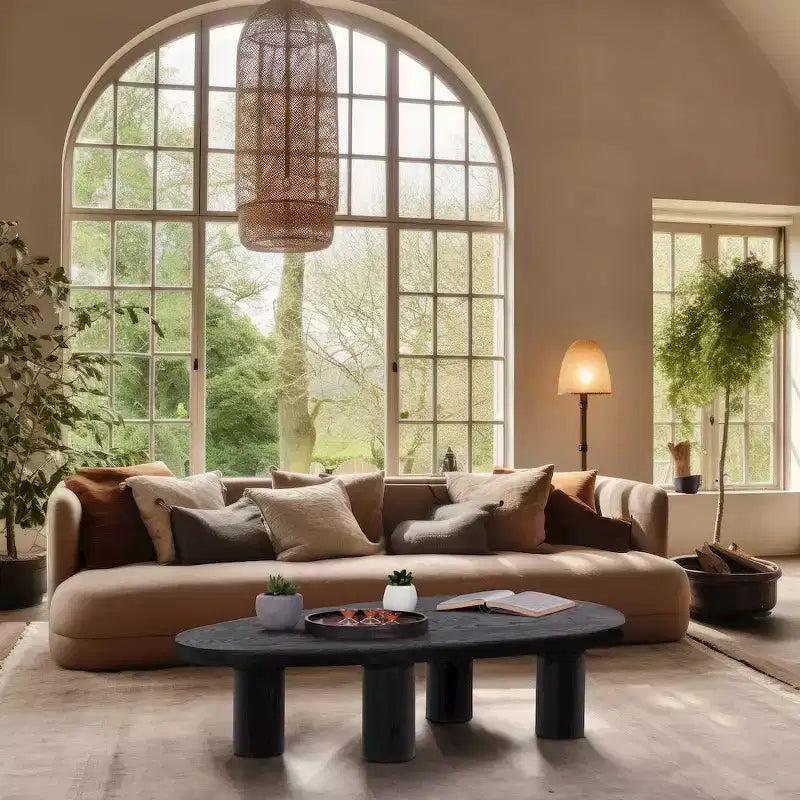 Solid Oak Wood Coffee Table - Brown