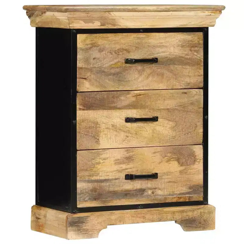 Chest Of Drawers, Natural Mango Wood with Black Iron Accents