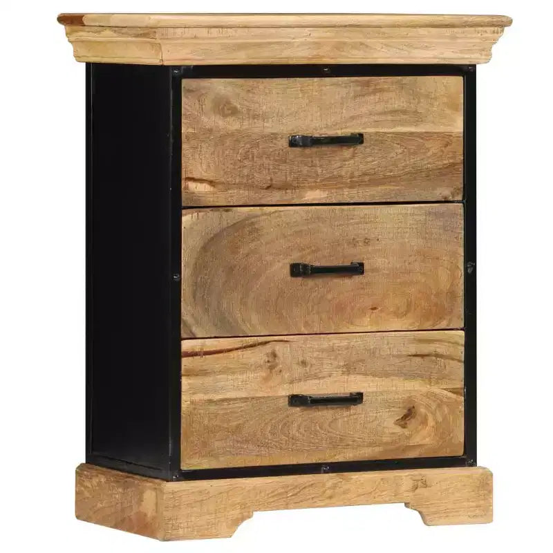 Chest Of Drawers, Natural Mango Wood with Black Iron Accents