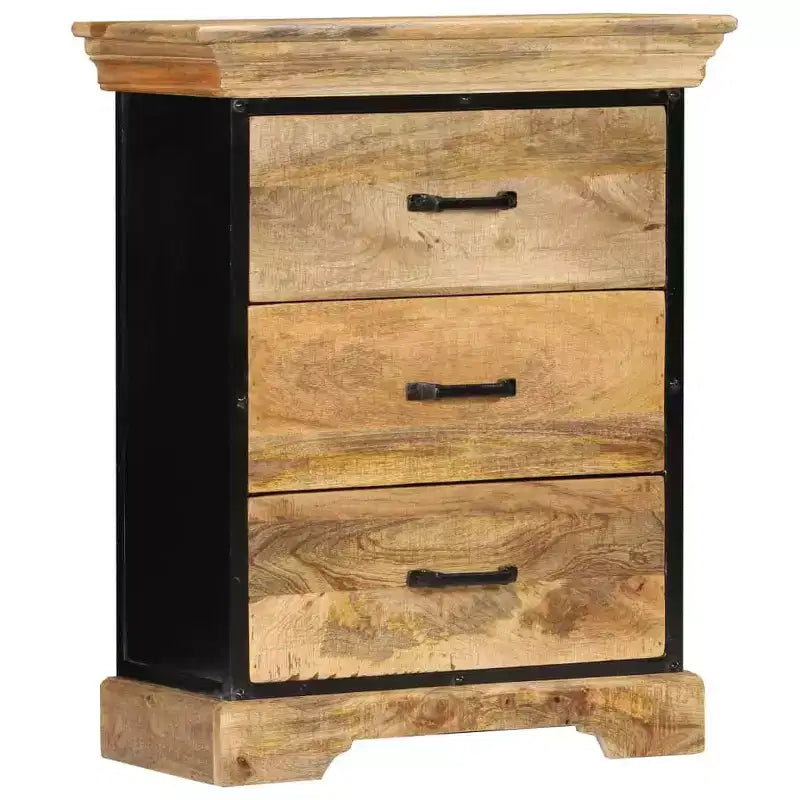 Chest Of Drawers, Natural Mango Wood with Black Iron Accents
