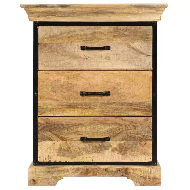 Chest Of Drawers, Natural Mango Wood with Black Iron Accents