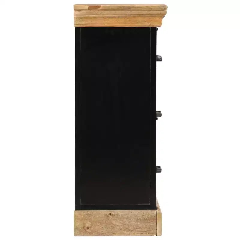 Chest Of Drawers, Natural Mango Wood with Black Iron Accents