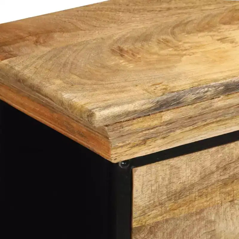 Chest Of Drawers, Natural Mango Wood with Black Iron Accents