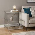 24" Silver and Clear Glass Mirrored End Table