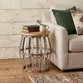 18" Silver and Natural Manufactured Wood Round End Table