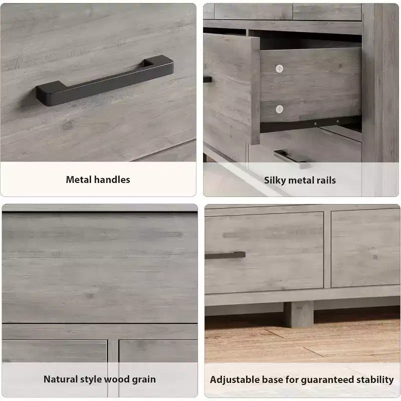 Modern 7-Drawer Dresser, Spacious Wooden Chest with Metal Handles, Versatile Storage Organizer for Bedroom, Living Room, Nursery, Closet