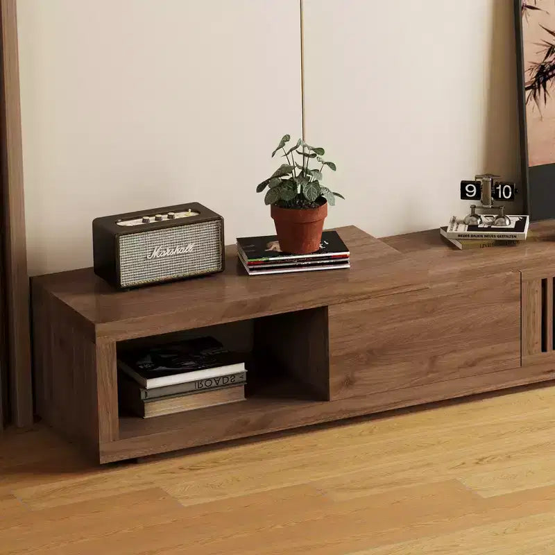 78.54" Expandable TV Stand with 2 Drawers, 2 Cabinet Doors, Open Storage, Max 120 Inches - Walnut